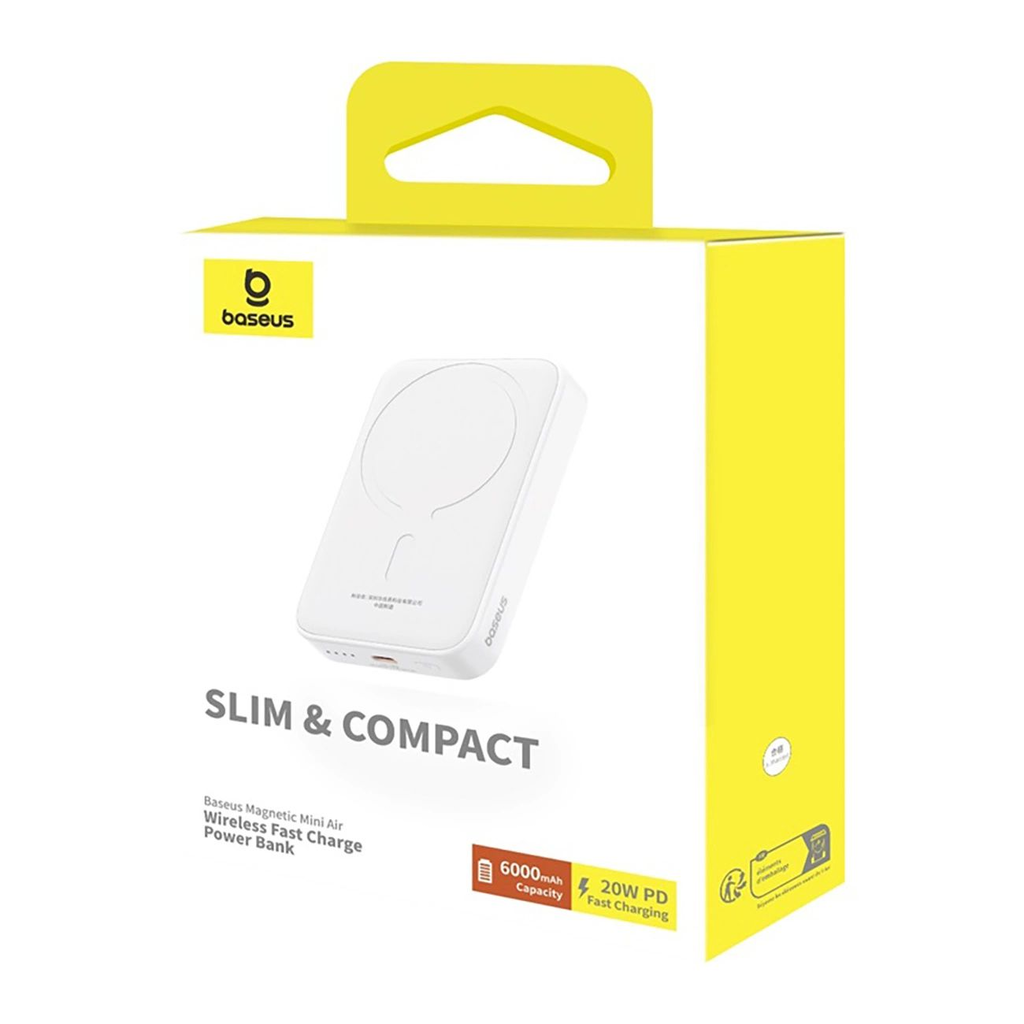 Baseus Magsafe Mini 6000mAh 20W powerbank kábellel Simple Series USB-C - fehér - 10
