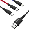 Dudao 3in1 USB-Lighning/ USB Type-C/ micro USB kábel 5A 38 Cm fekete (L10pro) - 1. kép