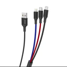 Dudao 3in1 USB-Lighning/ USB Type-C/ micro USB kábel 5A 38 Cm fekete (L10pro)