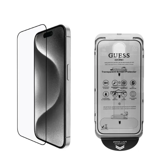 Guess üvegfólia 2.5D iPhone 16 Pro Fekete üvegfólia