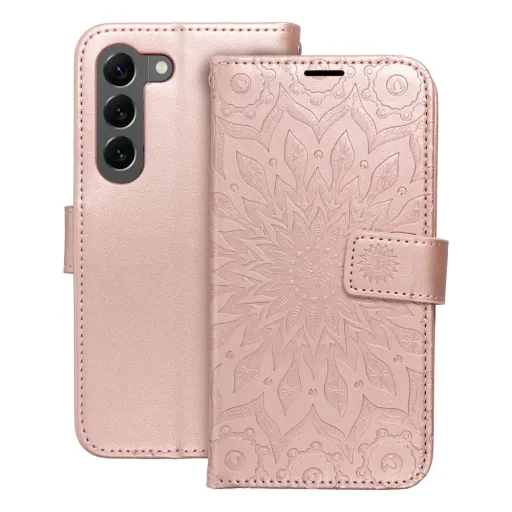 MEZZO fliptok Samsung Galaxy S23 mandala rose gold tok