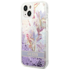 Guess GUHCP14SLFLSU iPhone 14 6.1 tok viola/lila Flower Liquid Glitter tok - 0. kép
