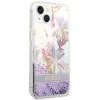 Guess GUHCP14SLFLSU iPhone 14 6.1 tok viola/lila Flower Liquid Glitter tok - 2. kép