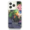 Guess Flower Liquid Glitter tok iPhone 13 Pro Max - kék - 1. kép