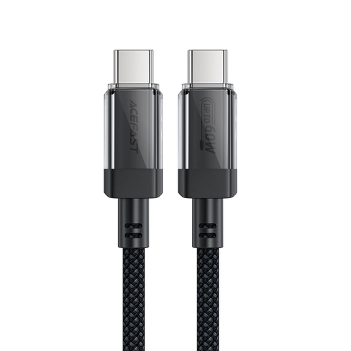 Acefast C12 USB-C / USB-C PD kábel 60W 480Mb/s, nejlon fonattal - fekete