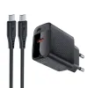 Acefast A82 Hálózati Töltő GaN USB-C PD 20W - Fekete + USB-C / USB-C Kábel - 0. kép