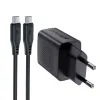 Acefast A82 Hálózati Töltő GaN USB-C PD 20W - Fekete + USB-C / USB-C Kábel - 2. kép