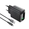 Acefast A90 GaN USB-A QC 18W töltő - Fekete + USB-A / USB-C kábel - 0. kép