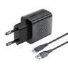 Acefast A90 GaN USB-A QC 18W töltő - Fekete + USB-A / USB-C kábel - 2. kép