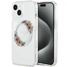 Guess IML Flowers Wreath MagSafe iPhone 15 / 14 / 13 tok - áttetsző