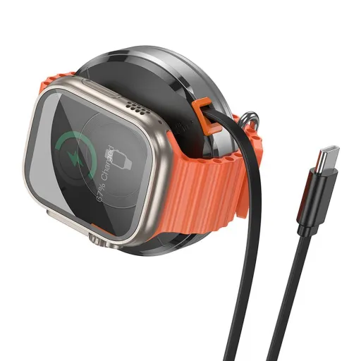 HOCO vezeték nélküli töltő visszahúzható kábellel, Type C kompatibilis MagSafe és APPLE Watch 15W CQ18 ezüst