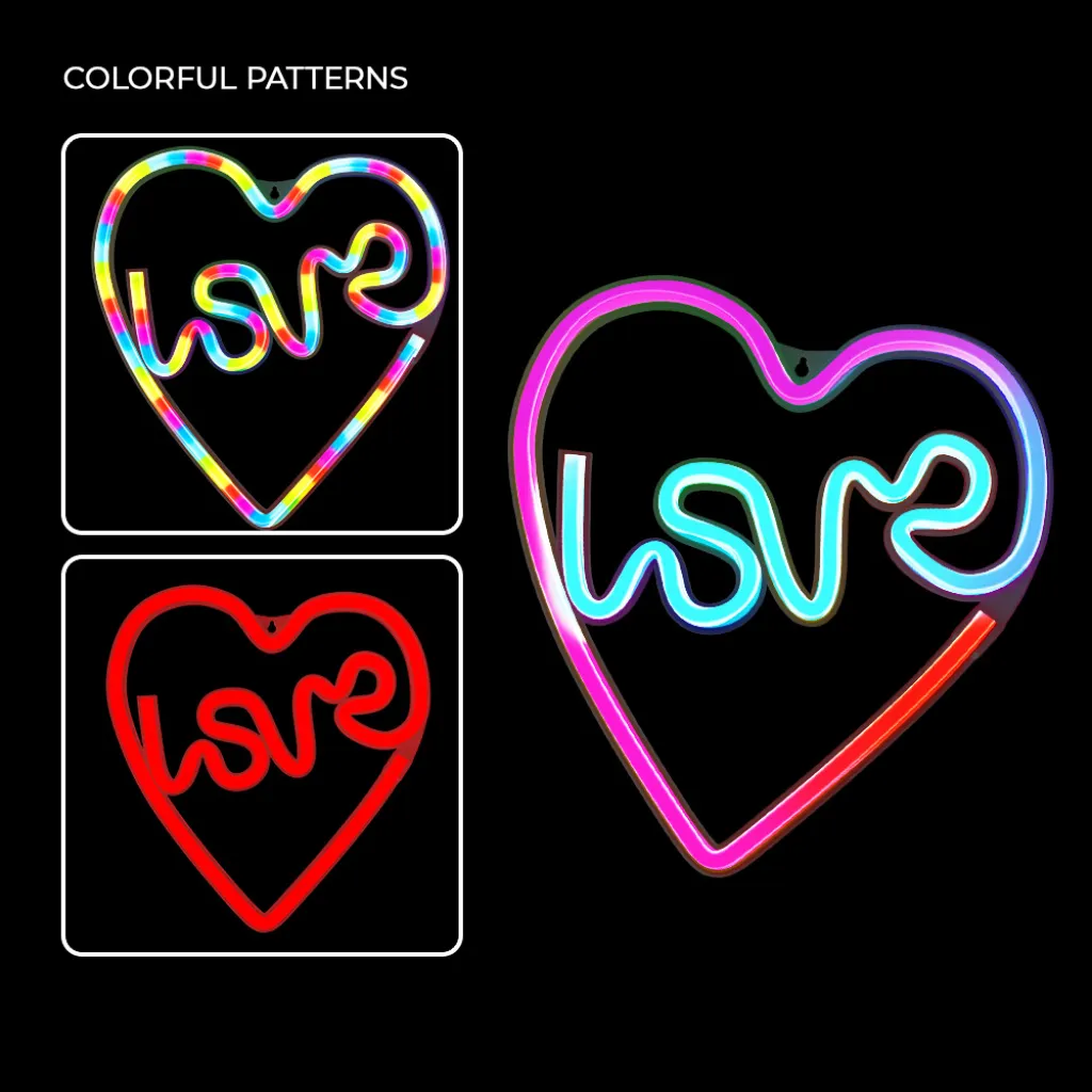 Neon LED RGB LOVE IN HEART FLRN02 + RC Forever Light, - 7