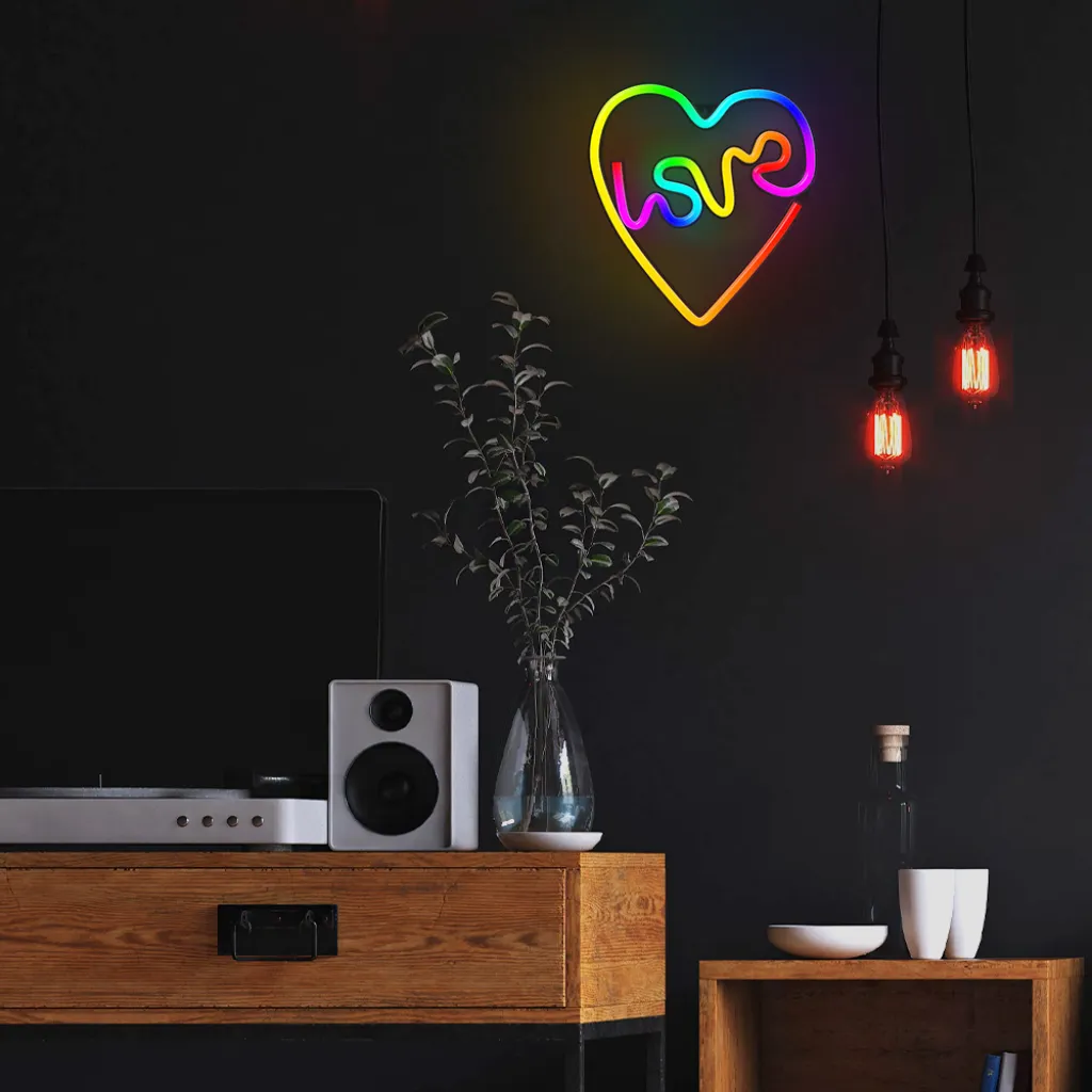Neon LED RGB LOVE IN HEART FLRN02 + RC Forever Light, - 8