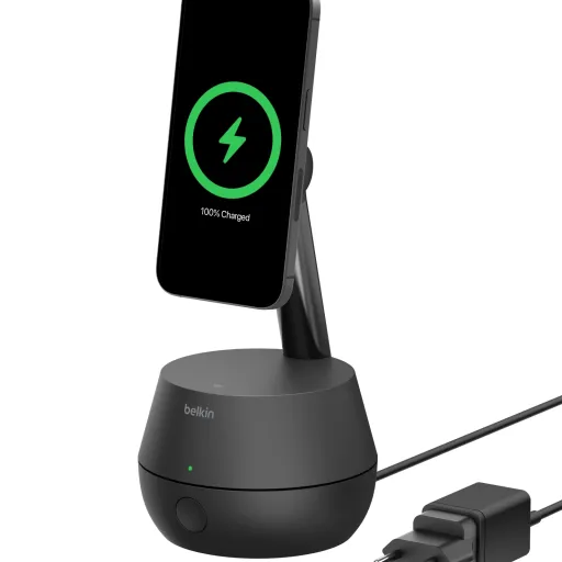 Belkin STAGE töltőállomás iPhone-hoz automatikusan követő Pro DockKit-tel - Fekete (MMA008vf05BK)
