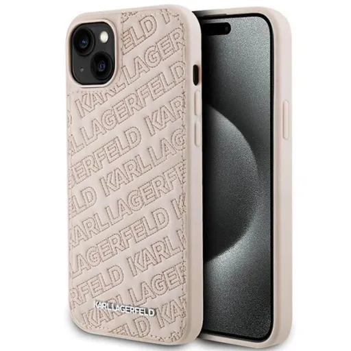 Karl Lagerfeld Quilted K Pattern tok iPhone 15 Plus / 14 Plus - rózsaszín