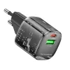 Borofone hálózati töltő BN17 Sunlight - USB + Type-C - QC 3.0 PD 20W 3A fekete - 2. kép