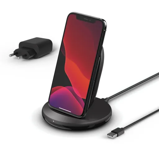 Belkin BOOST CHARGE Qi 15W vezeték nélküli töltőállvány hálózati adapterrel (EU tápegységgel) - Fekete