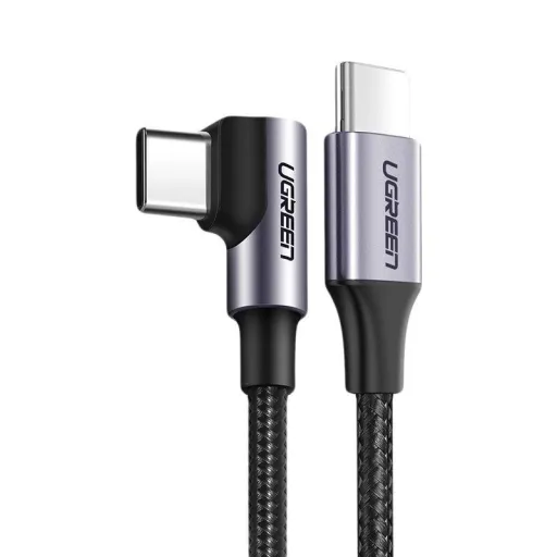 Ugreen US255 50123 USB-C (egyenes) / USB-C (szögletes) PD QC kábel 60W 3A 1m - szürke