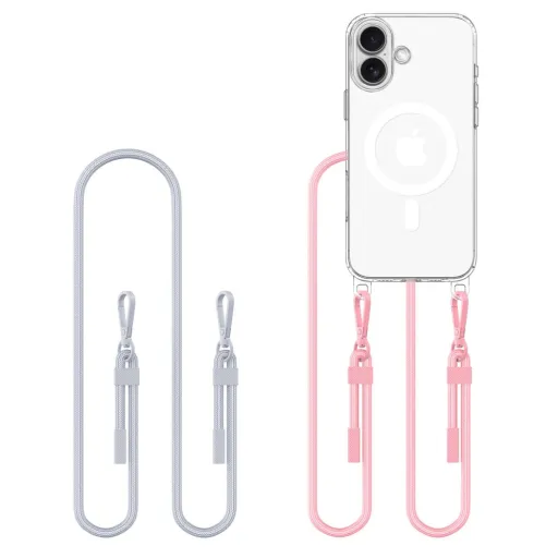 TECH-PROTECT FLEXAIR CHAIN MAGSAFE IPHONE 16 SZÜRKE ÉS RÓZSASZÍN TOK