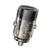 Borofone autós töltő BZ29A Talented - USB + Type C - QC 3.0 PD 36W 3A átlátszó-fekete - 0. kép