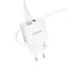 Borofone hálózati USB töltő adapter BN15 Strong - 2xUSB - 2,1A Lightning kábellel fehér - 2. kép