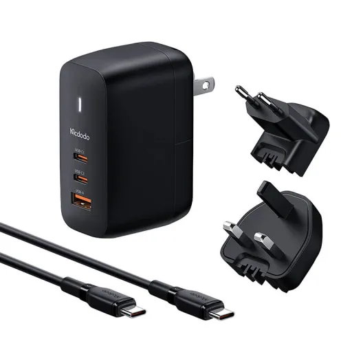 Mcdodo CH-8442 fali töltő UK/US/EU 2x USB-C + USB-A, kábel 2m