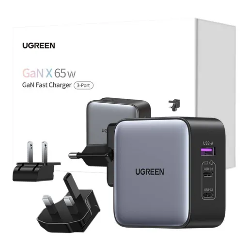 Ugreen Nexode hálózati töltő, 2x USB-C + USB, 65W