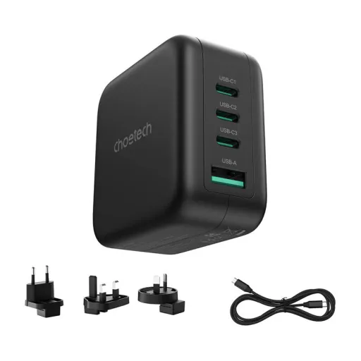 Choetech PD6055 70W GaN hálózati USB-C töltő, cserélhető EU/UK/AU adapterekkel