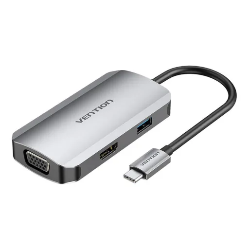 USB-C Dokkolóállomás HDMI, VGA, USB 3.0, PD 0.15m Vention TOAHB, szürke