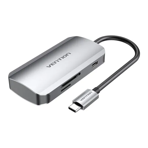 USB-C 3x USB3.0 Dokkolóállomás, SD, TF, PD 0,15m Vention TNHHB, szürke