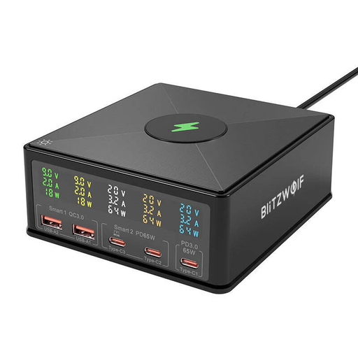 Blitzwolf 868H Hálózati töltő, 2xUSB-A, 3xUSB type-C, 160W (fekete)