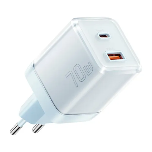 Yueqi 70W GaN USB-C + USB-A hálózati töltő (kék),