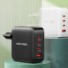 Fali töltő, Vention, FEIB0-EU, 3xUSB-C, USB-A, 140W/140W/30W/18W, GaN (fekete) - 0. kép