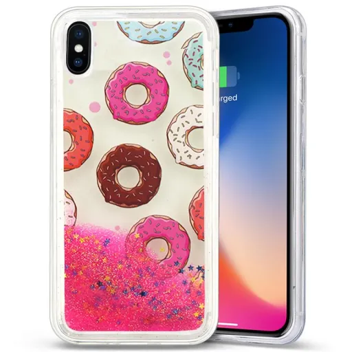Zizo Liquid Glitter Star tok iPhone X/XS fánk mintás Zizo Liquid Glitter Star tok iPhone X/XS fánk mintás