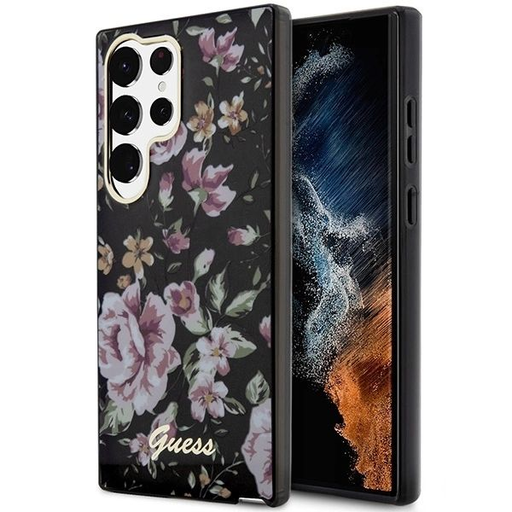 Guess GUHCS23LHCFWSK S23 Ultra S918 fekete/fekete keménytok Flower Collection tok Guess GUHCS23LHCFWSK S23 Ultra S918 fekete/fekete keménytok Flower Collection tok