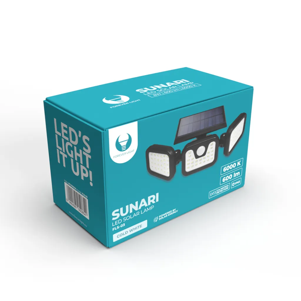 SUNARI Napelemes LED Lámpa FLS-03 74SMD PIR 8W 600lm 6000K 2400mAh Li-Ion Forever Light - 7