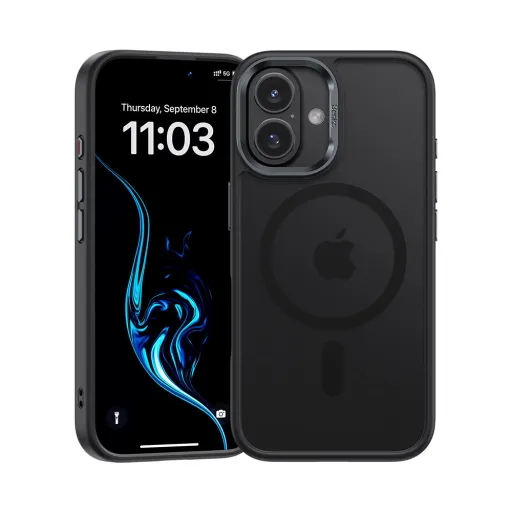 Benks Mágneses Mist tok fém kerettel iPhone 16 Plus fekete tok