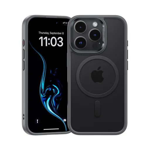 Benks Mágneses Mist tok fém kerettel iPhone 16 Pro szürke tok