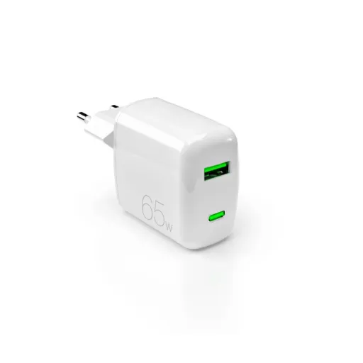 Puro 65W GaN USB-A USB-C Fali Töltő - Fehér