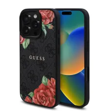 Guess PU Leather 4G Roses MagSafe tok iPhone 16 Pro fekete