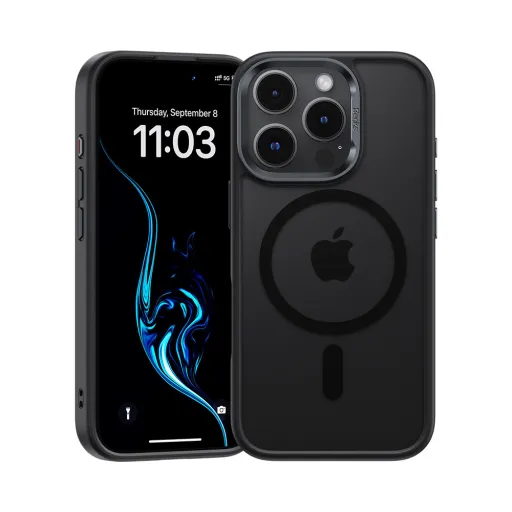 Benks Mágneses Köd Tok Fém Keret iPhone 16 Pro Max fekete tok