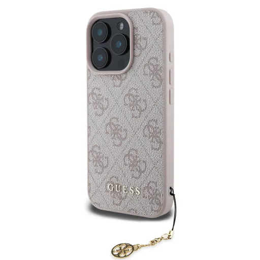 Guess 4G Charm tok iPhone 16 Pro-hoz egyszínű rózsaszín