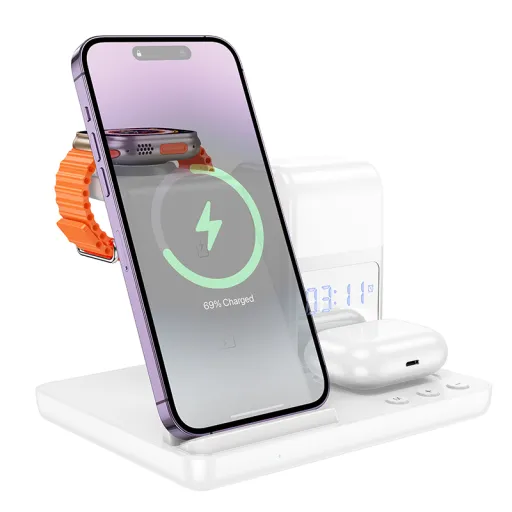 HOCO vezeték nélküli töltőállomás Apple Watch, Airpods kompatibilis 2A 15W CQ9 fehér