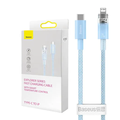 Gyors töltőkábel Baseus USB-C – Lightning Explorer Series 2m, 20W (kék)