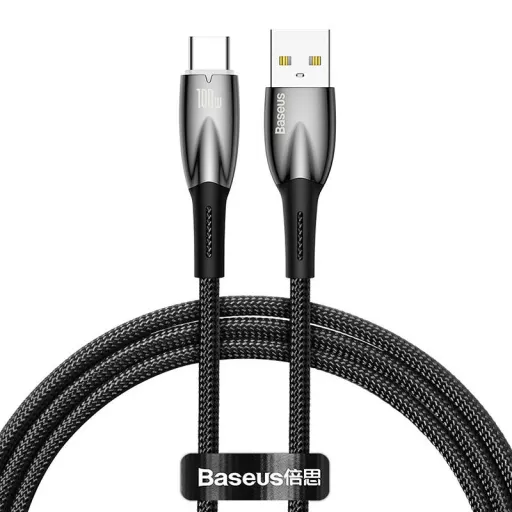 Baseus Glimmer USB-A - USB-C töltőkábel, 100W, 1m (fekete)