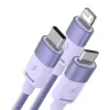 Baseus StarSpeed 3 az 1-ben Type-C USB kábel USB - USB-C + Micro-USB + Lightning, 3,5A, 1.2m (lila) - 1. kép