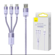 Baseus StarSpeed 3 az 1-ben Type-C USB kábel USB - USB-C + Micro-USB + Lightning, 3,5A, 1.2m (lila)
