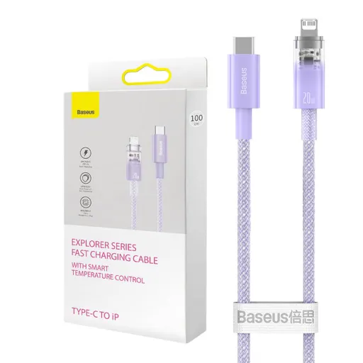 Gyors töltésű kábel Baseus USB-C to Lightning Explorer Series 2m, 20W (lila)