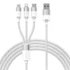 Baseus StarSpeed 3 az 1-ben kábel USB - USB-C + Micro-USB + Lightning, 3,5A, 1.2m (fehér) - 0. kép