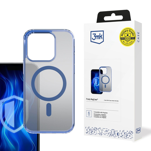 3mk Frosty MagCase Kék tok Apple iPhone 16 Pro - Átlátszó tok 3mk Frosty MagCase Kék tok Apple iPhone 16 Pro - Átlátszó tok
